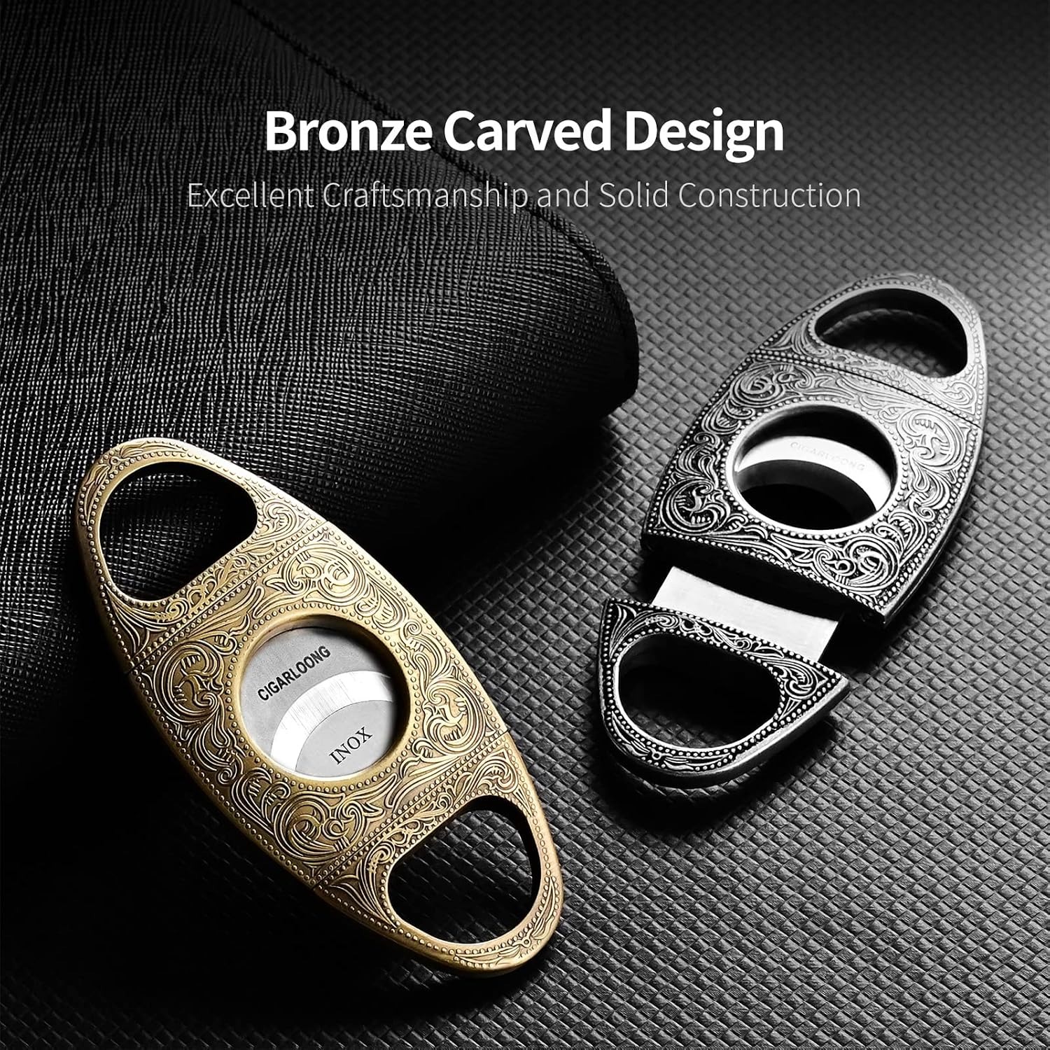 CIGARLOONG Double Blade Cigar Cutter, detail view