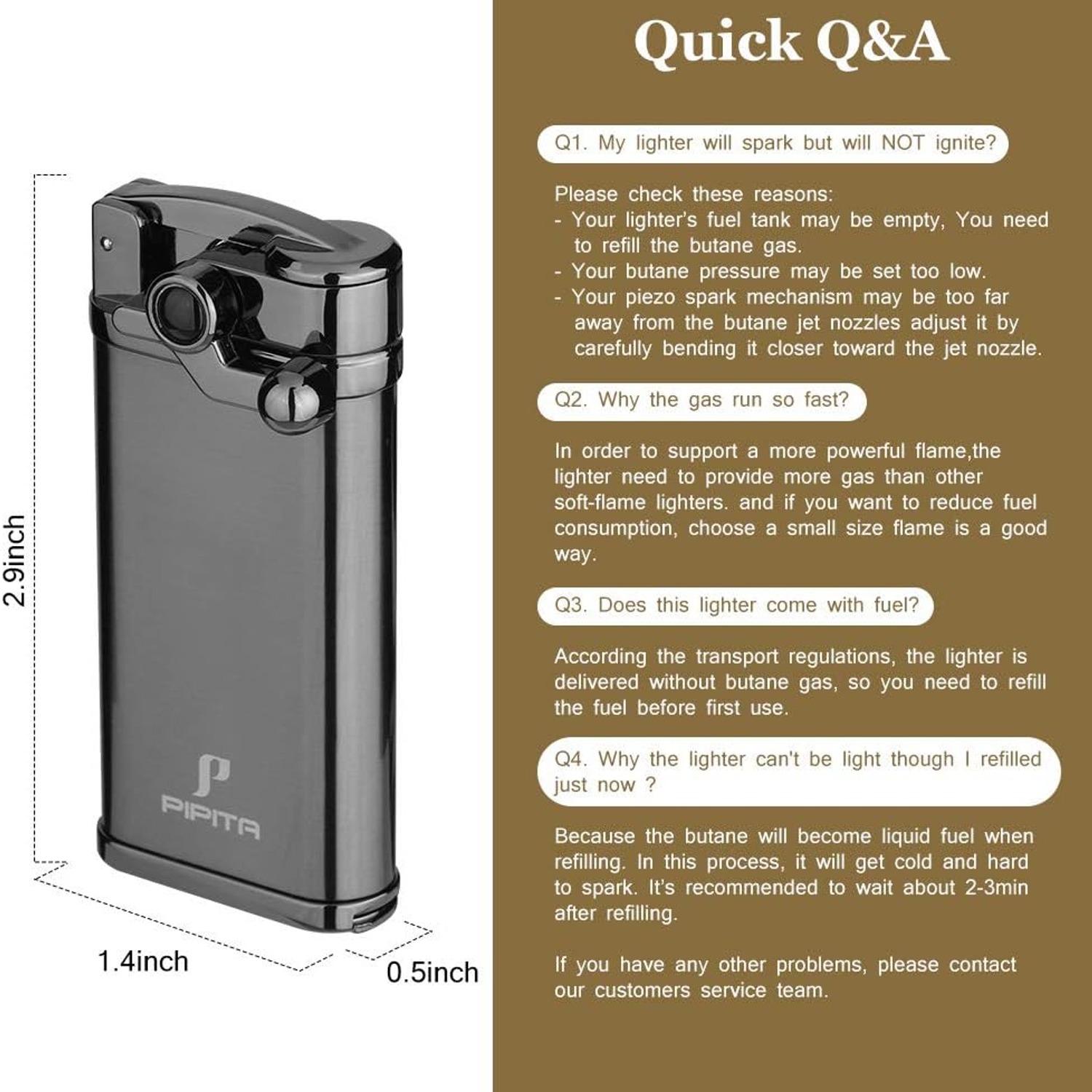 PIPITA Refillable Single Flame Torch Lighter