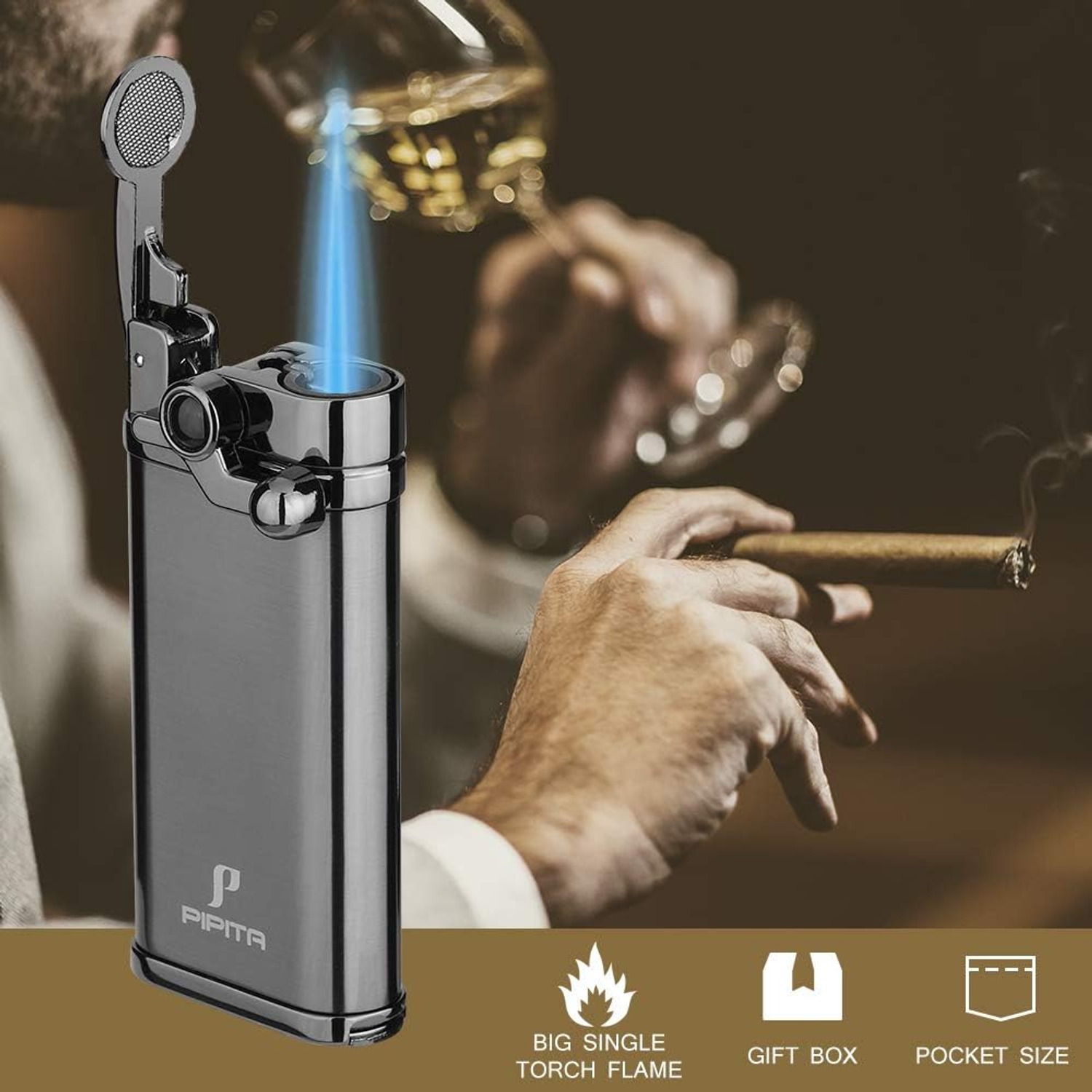 PIPITA Refillable Single Flame Torch Lighter