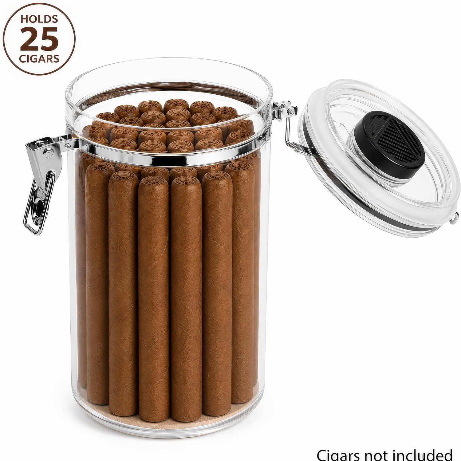 Acrylic Cigar Humidor Jar (2-Pack) with Spanish Cedar Base and Humidifier: image 4