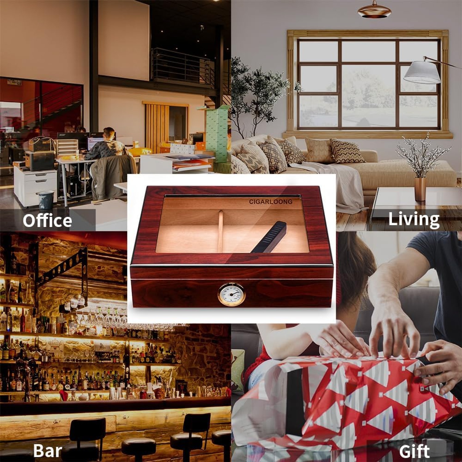Spanish Cedar Desktop Humidor with Hygrometer