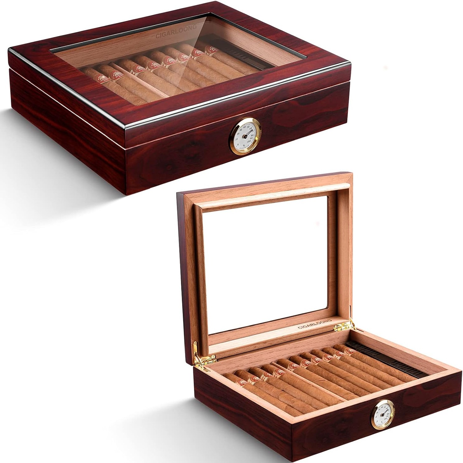 Spanish Cedar Desktop Humidor with Hygrometer: image 8