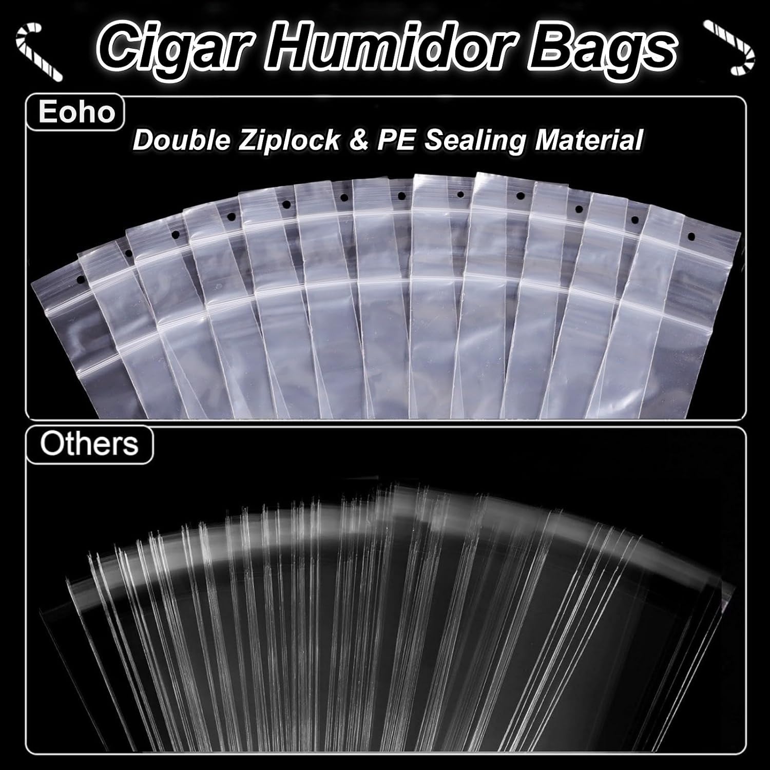 Eoho Resealable Cigar Bags, 50 Count
