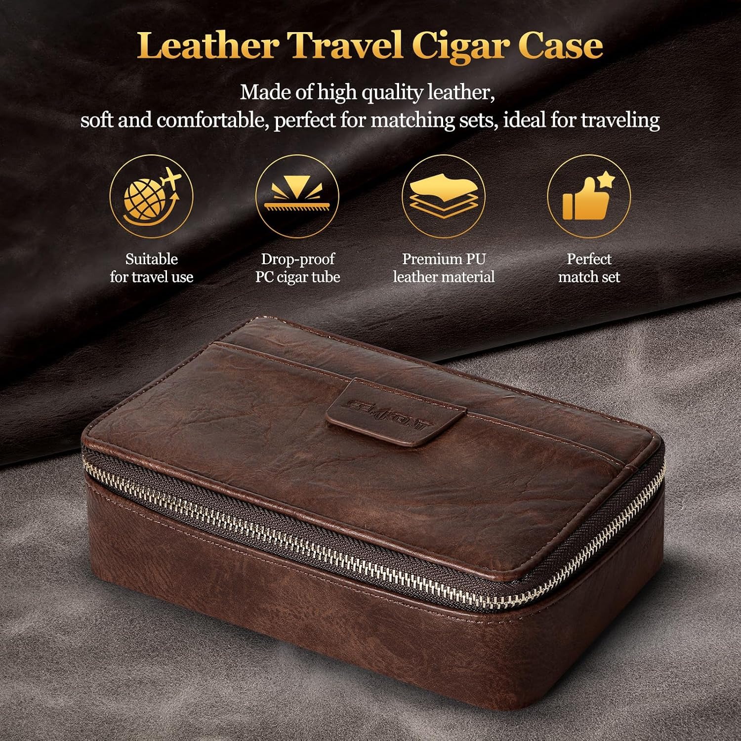 Leather Travel Cigar Case with Cedar Lining