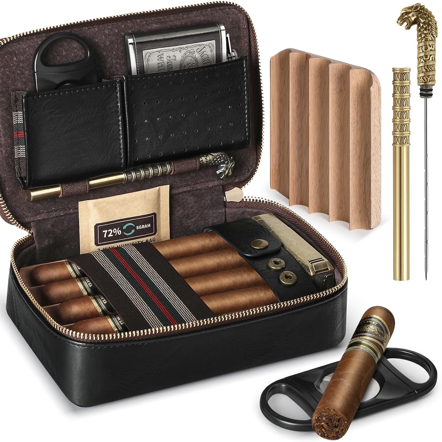 Leather Travel Cigar Case with Cedar Lining: image 8